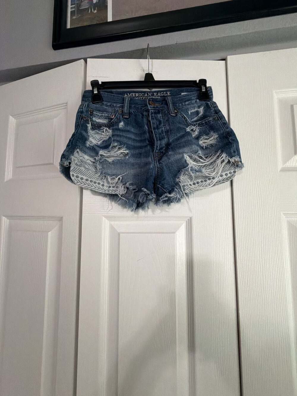 American Eagle Vintage Hi-Rise Festival Distressed Denim Shorts